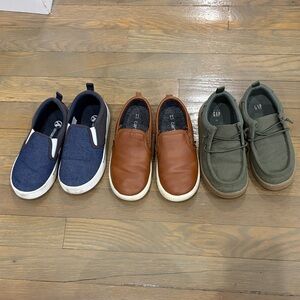 Kids size 11 boys Slip-On Shoes Set - Navy, Brown, and Olive euc